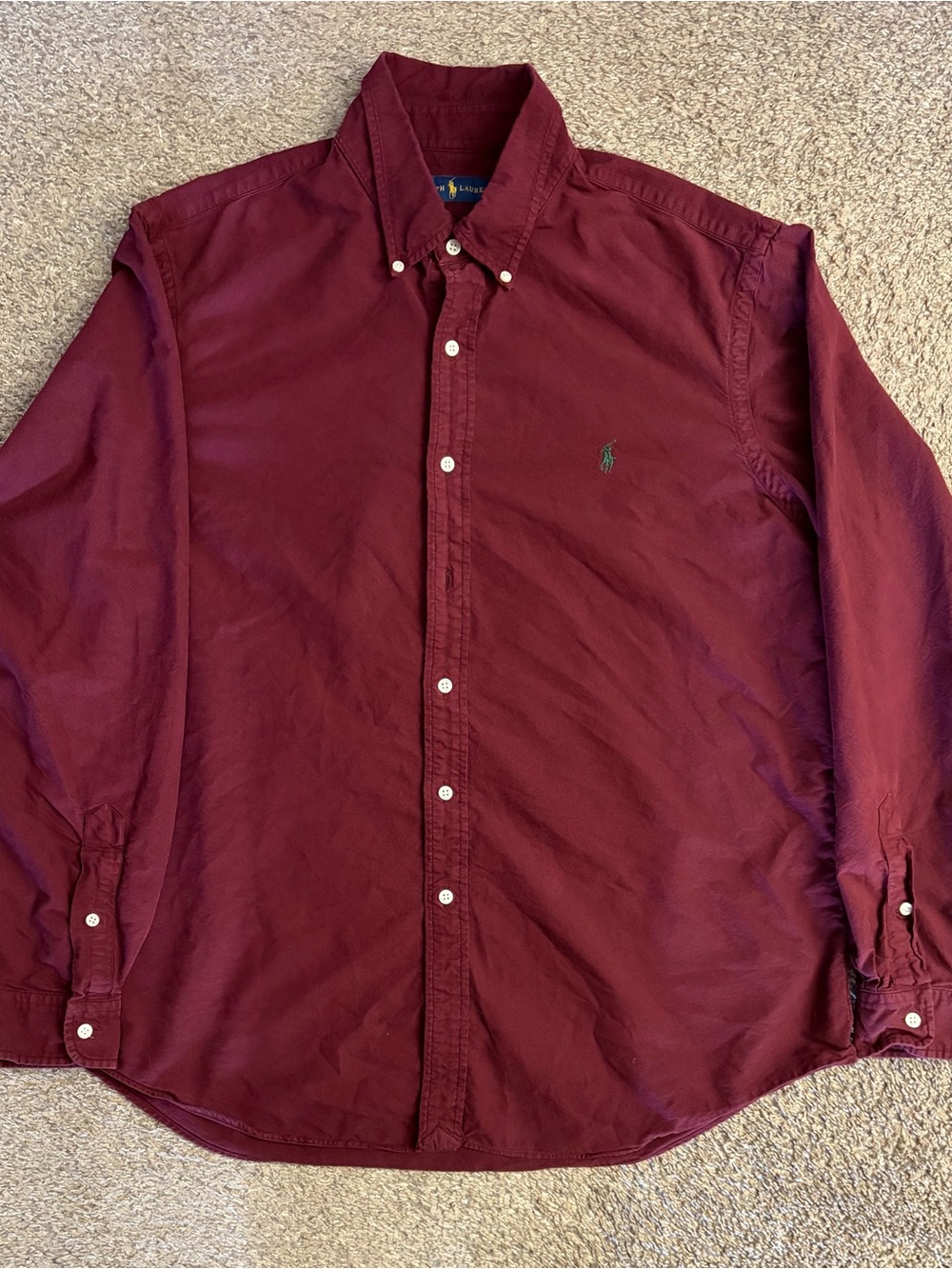 Ralph Lauren Men's Deep Burgundy Button-Down Shirt